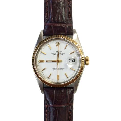 rolex datejust white leather strap|vintage rolex datejust leather strap.